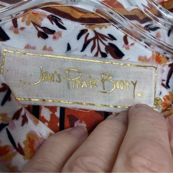 Jen’s Pirate Booty Multi Print Roma Lockhart Tunic Top in Roma Gold Sz S - Picture 9 of 14